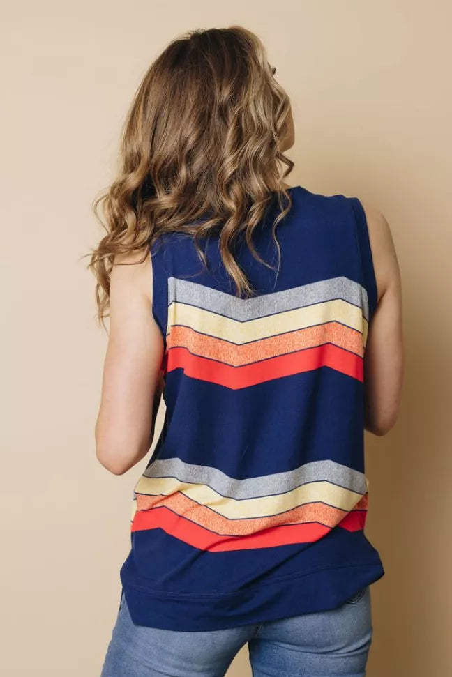 Colorblock Stripes Tank Top Stay Warm in Style