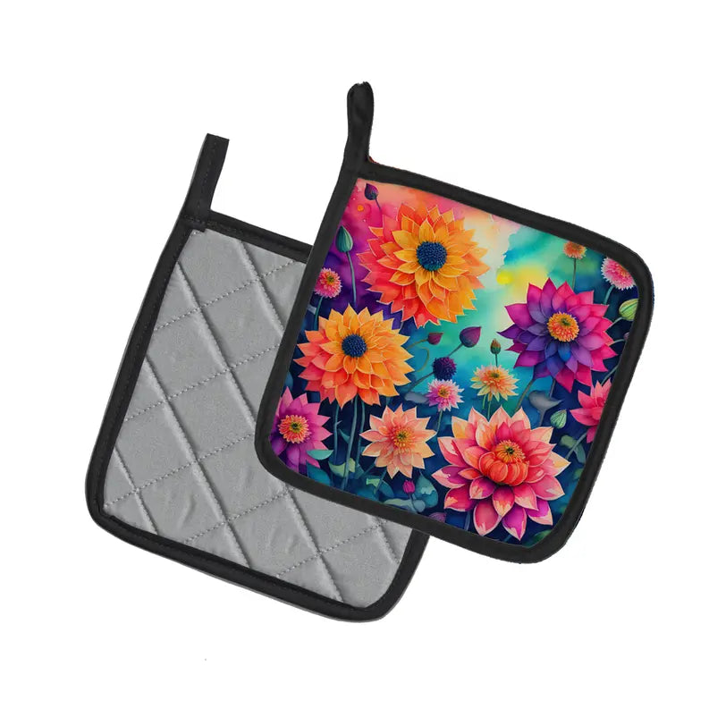 Colorful Chrysanthemums Pair of Pot Holders Caroline's Treasures