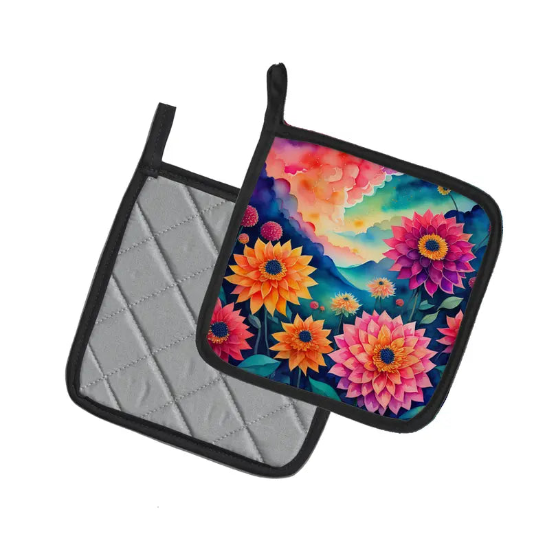 Colorful Chrysanthemums Pair of Pot Holders Caroline's Treasures
