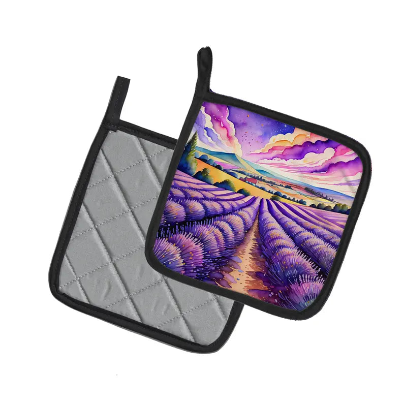 Colorful Geraniums Pair of Pot Holders Caroline's Treasures
