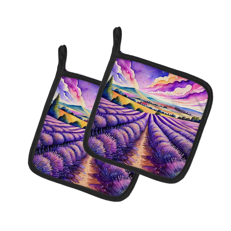 Colorful Geraniums Pair of Pot Holders Caroline's Treasures