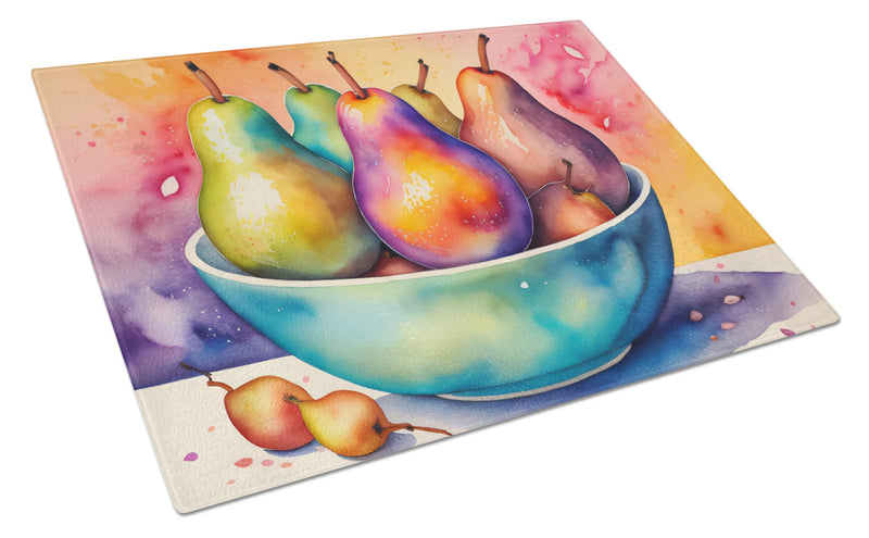 Colorful Pears Glass Cutting Board Caroline's Treasures