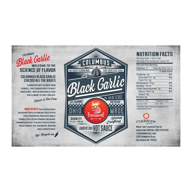 Columbus Black Garlic Hot Sauce Madstone USA