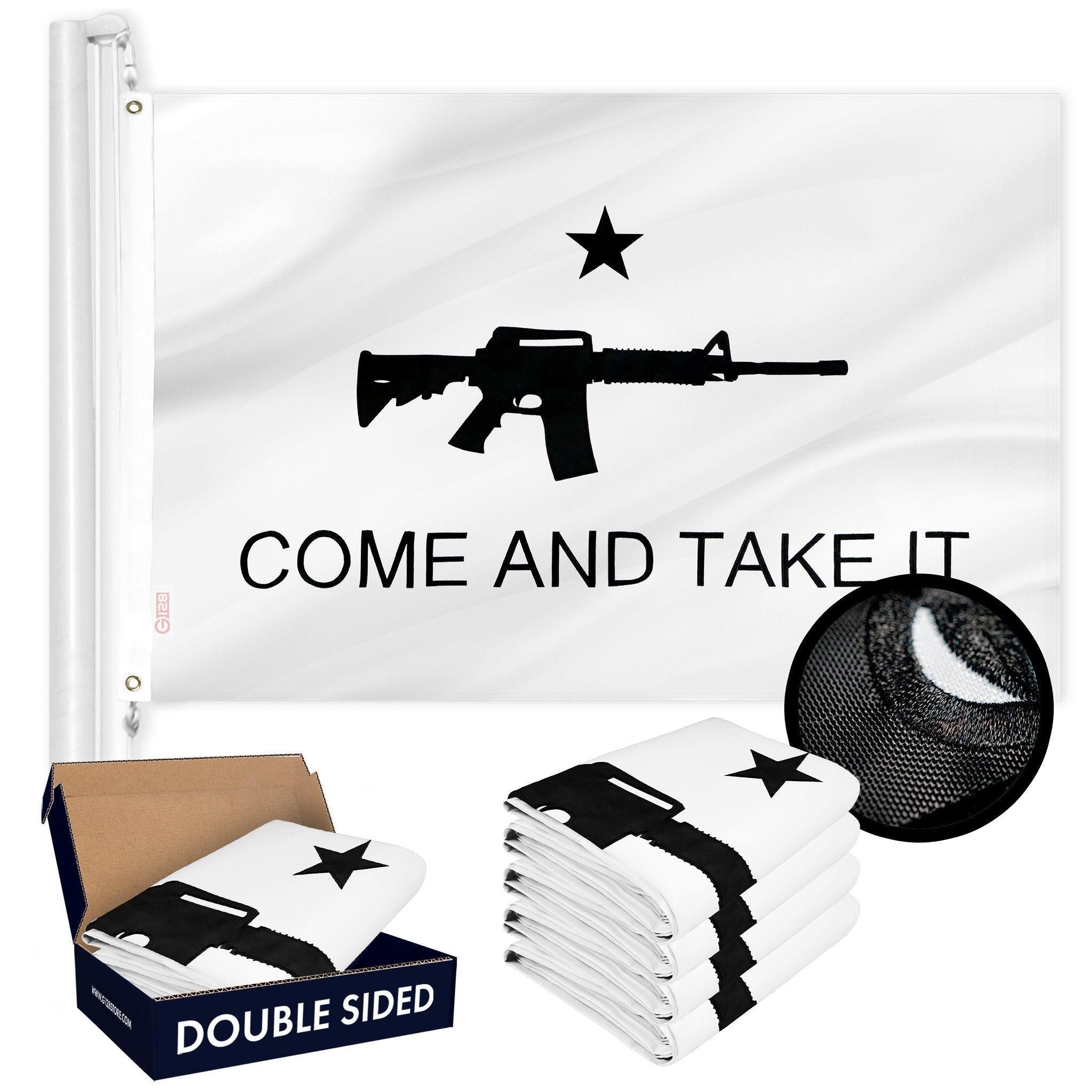 Come and Take It (Rifle) Flag 3x5 Ft 5-Pack Double-sided Embroidered Polyester By G128 - GreatEagleInc