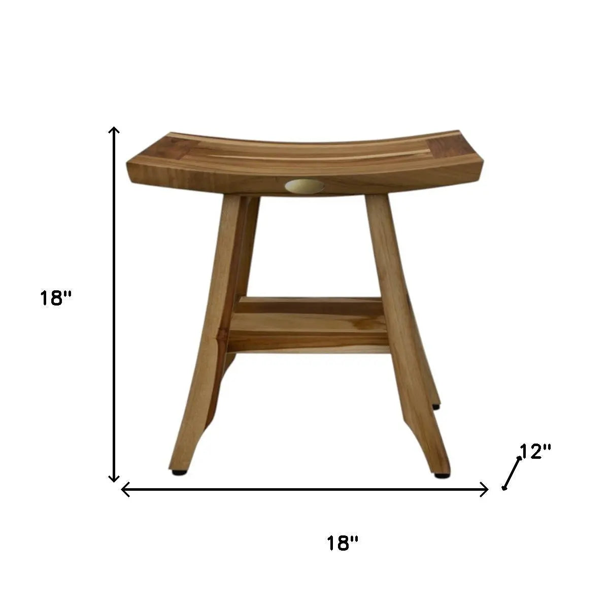 Compact Rectangular Teak Shower Outdoor Bench With Shelf In Natural Finish Homeroots Bed & Bath