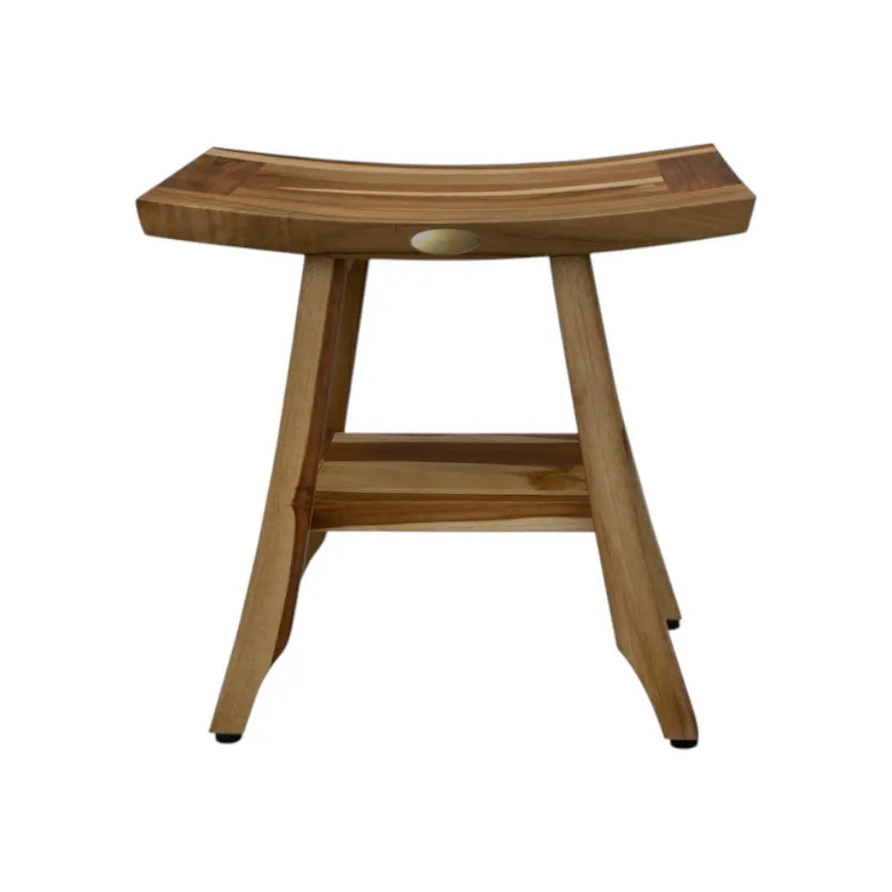 Compact Rectangular Teak Shower Outdoor Bench With Shelf In Natural Finish Homeroots Bed & Bath