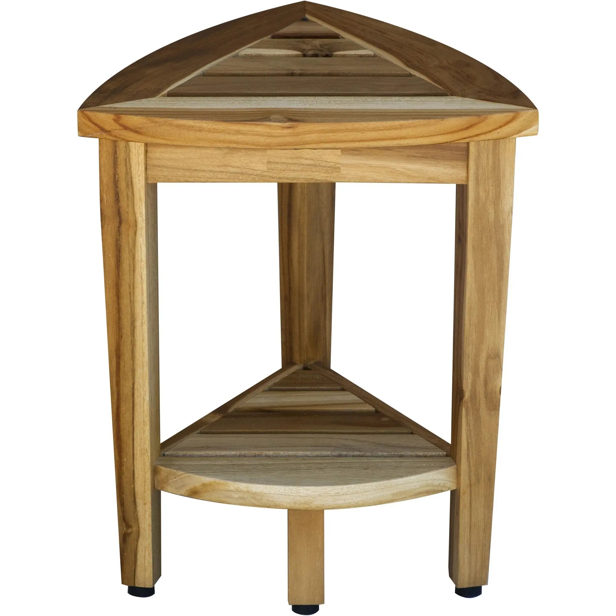 Compact Teak Corner Shower Or Outdoor Bench With Shelf In Natural Finish Homeroots Bed & Bath