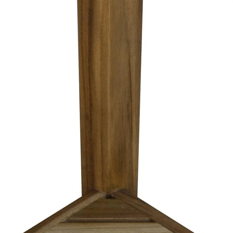 Compact Teak Corner Shower Or Outdoor Bench With Shelf In Natural Finish Homeroots Bed & Bath