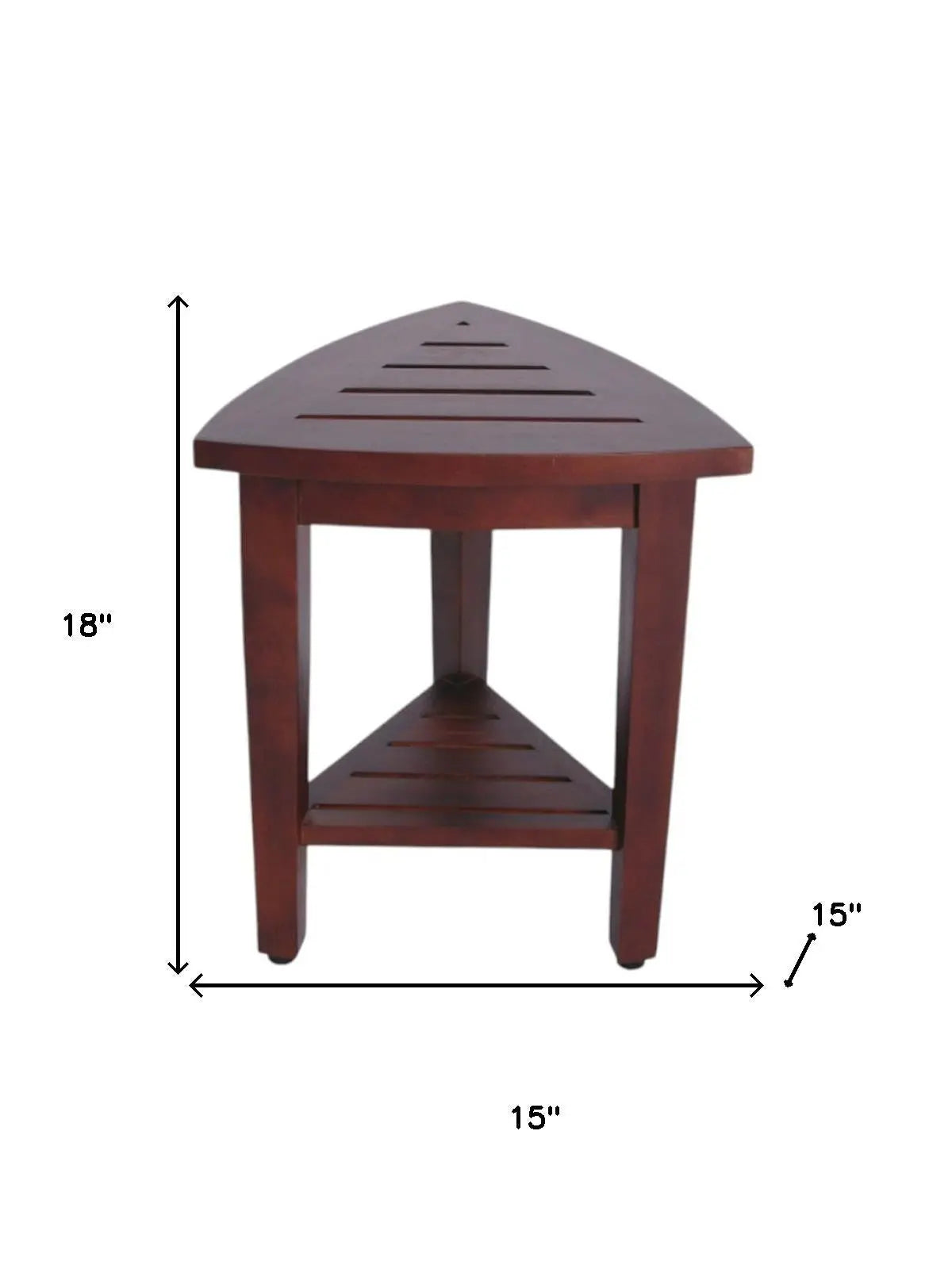 Compact Teak Corner Shower  Outdoor Bench With Shelf In Brown Finish Homeroots Bed & Bath
