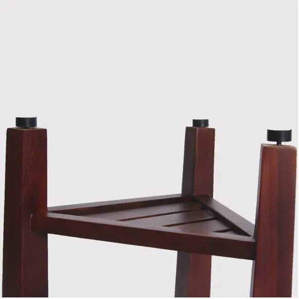 Compact Teak Corner Shower  Outdoor Bench With Shelf In Brown Finish Homeroots Bed & Bath