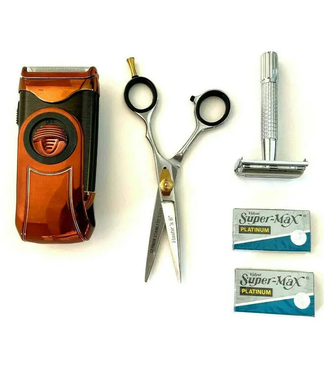 Complete Mens Shaving Grooming Cordless Trimmer Shears Safety Razors Set Hashir Products