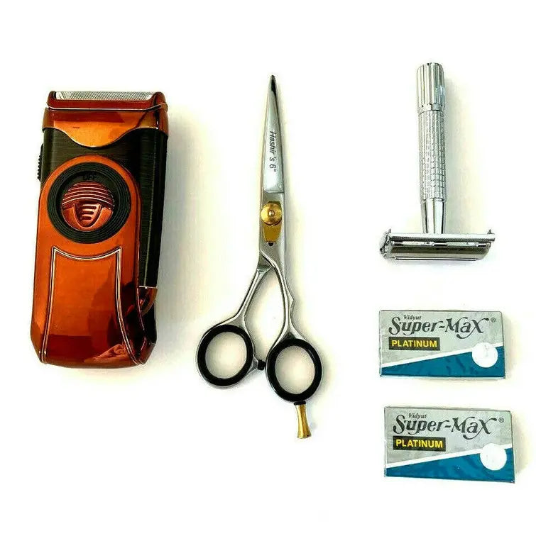 Complete Mens Shaving Grooming Cordless Trimmer Shears Safety Razors Set Hashir Products