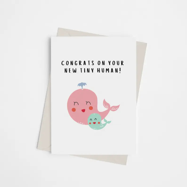 Congrats on your Tiny Human! - Greeting Card Black Cat Bazaar