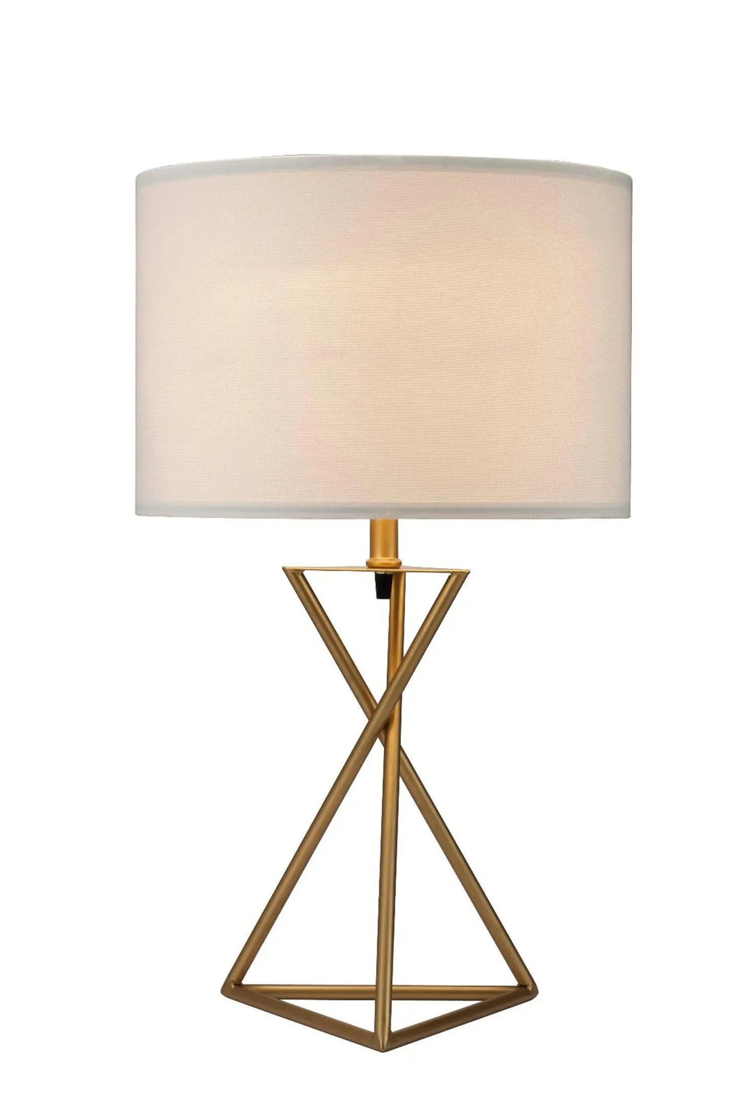 Contemporary Gold Geo Table Lamp with White Shade Homeroots Lighting