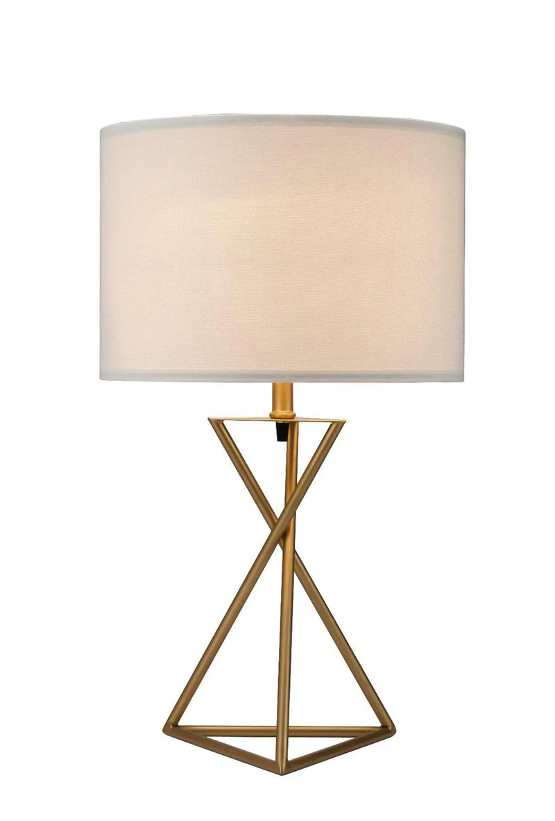 Contemporary Gold Geo Table Lamp with White Shade Homeroots Lighting