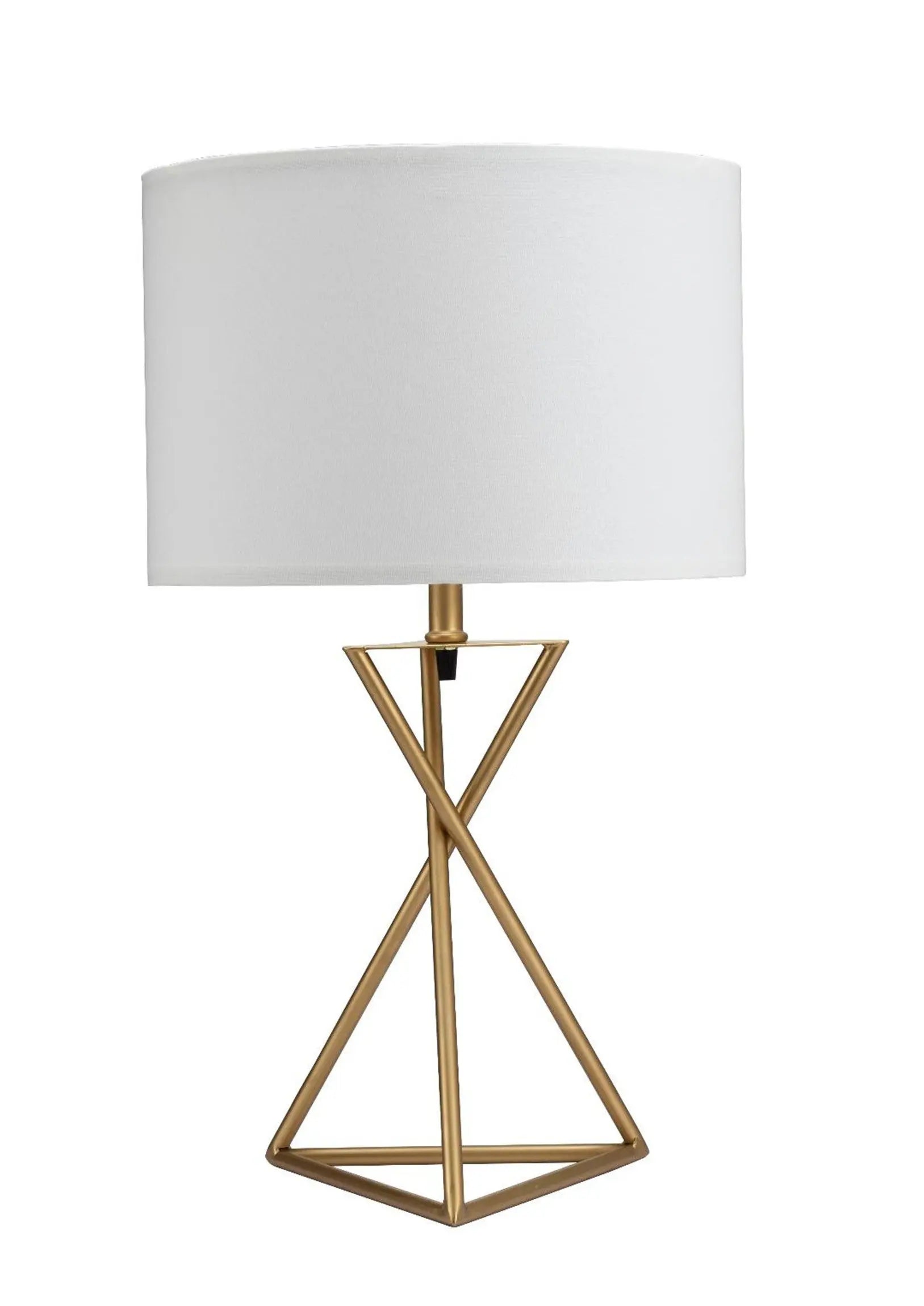 Contemporary Gold Geo Table Lamp with White Shade Homeroots Lighting