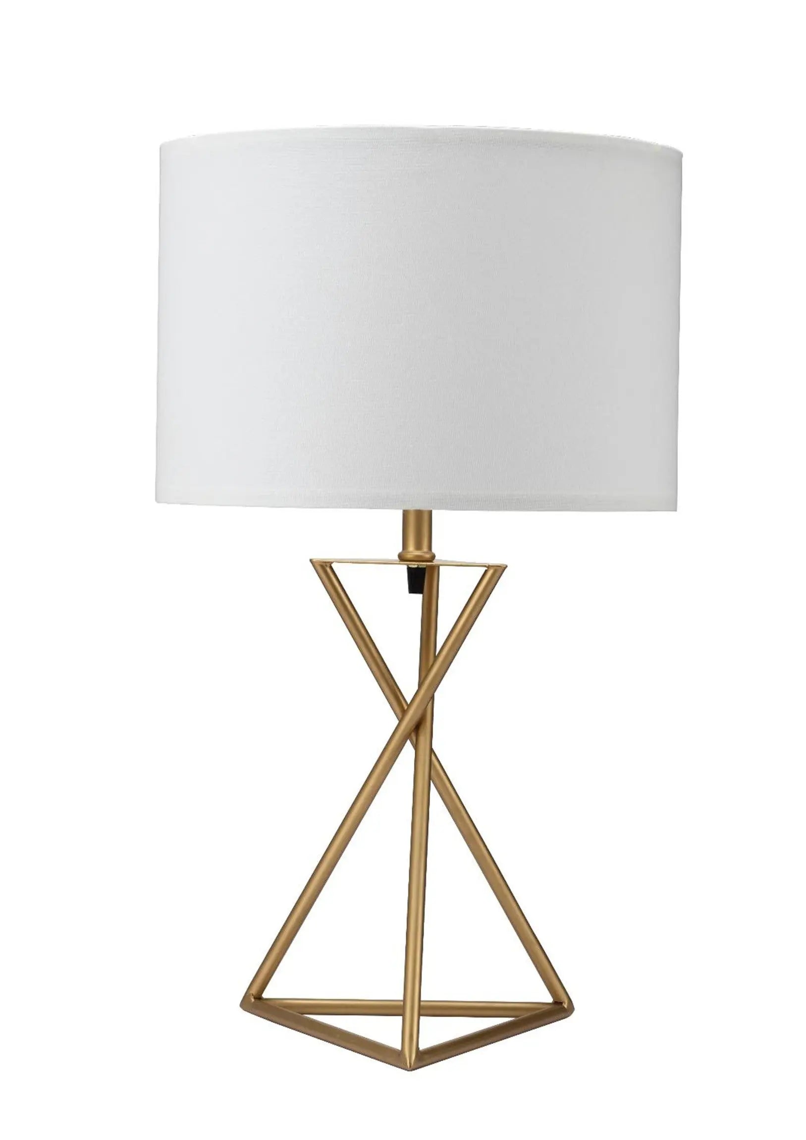 Contemporary Gold Geo Table Lamp with White Shade Homeroots Lighting