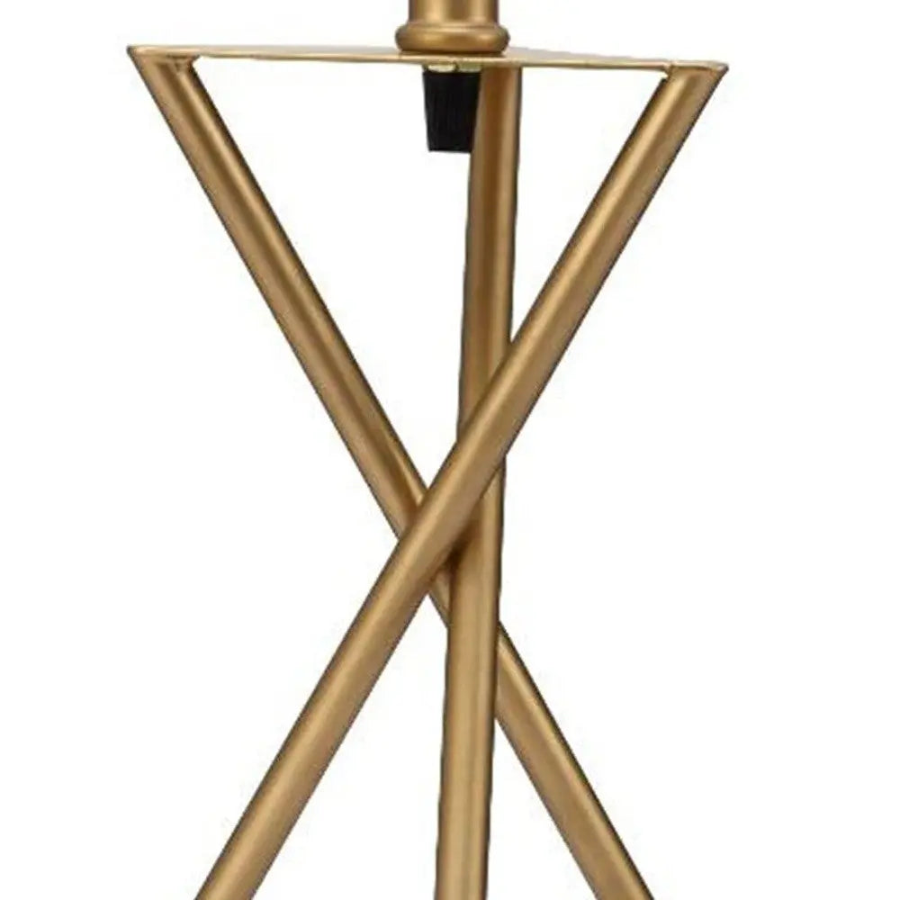 Contemporary Gold Geo Table Lamp with White Shade Homeroots Lighting