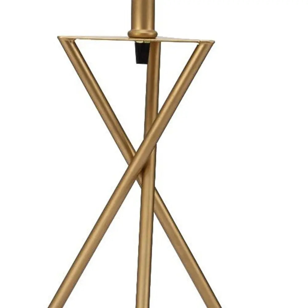 Contemporary Gold Geo Table Lamp with White Shade Homeroots Lighting
