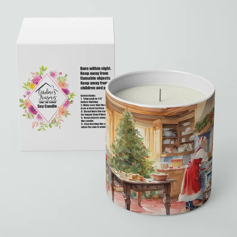 Cookies with Santa Claus Father Christmas Decorative Soy Candle Caroline's Treasures