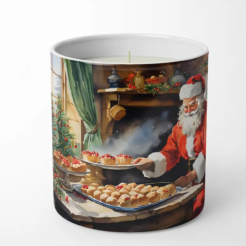 Cookies with Santa Claus Father Christmas Decorative Soy Candle Caroline's Treasures