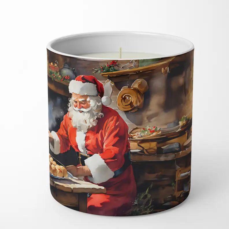 Cookies with Santa Claus Father Christmas Decorative Soy Candle Caroline's Treasures
