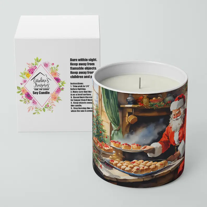 Cookies with Santa Claus Father Christmas Decorative Soy Candle Caroline's Treasures