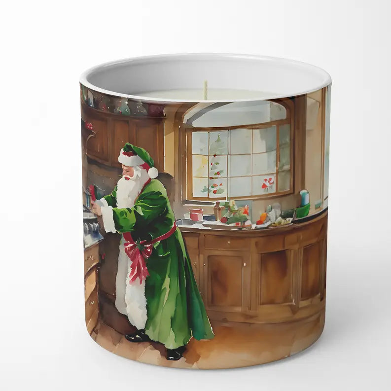 Cookies with Santa Claus Father Christmas Decorative Soy Candle Caroline's Treasures