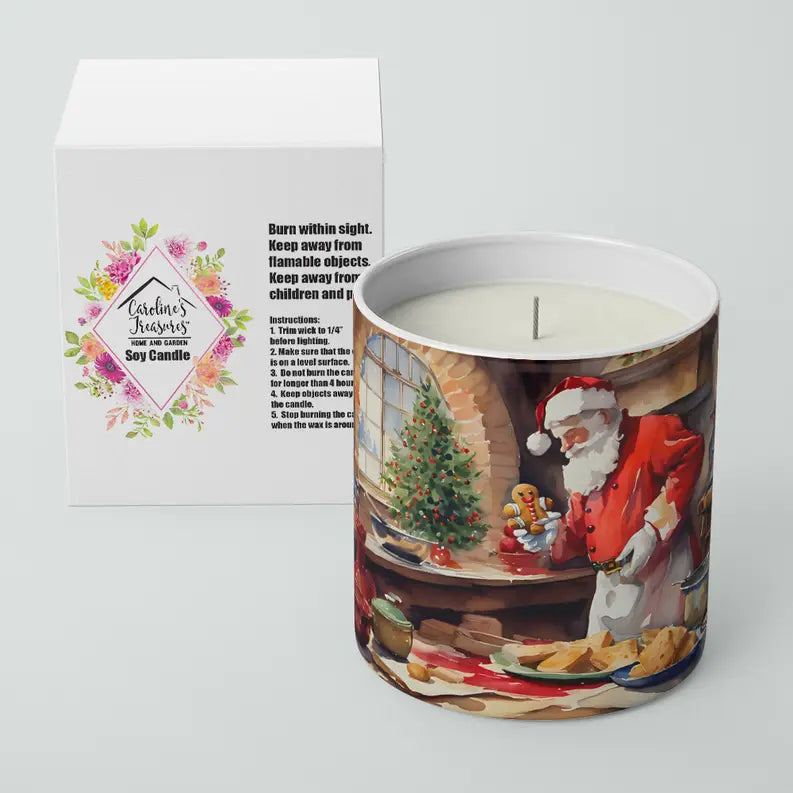 Cookies with Santa Claus Papa Noel Decorative Soy Candle Caroline's Treasures