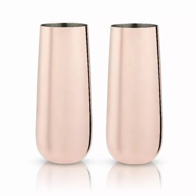 Copper Stemless Champagne Flutes By Viski True Brands