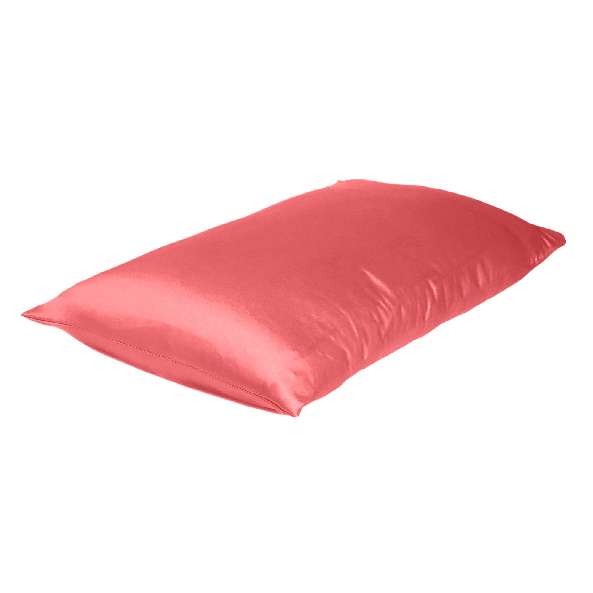 Coral Dreamy Set Of 2 Silky Satin Standard Pillowcases Homeroots Bed & Bath