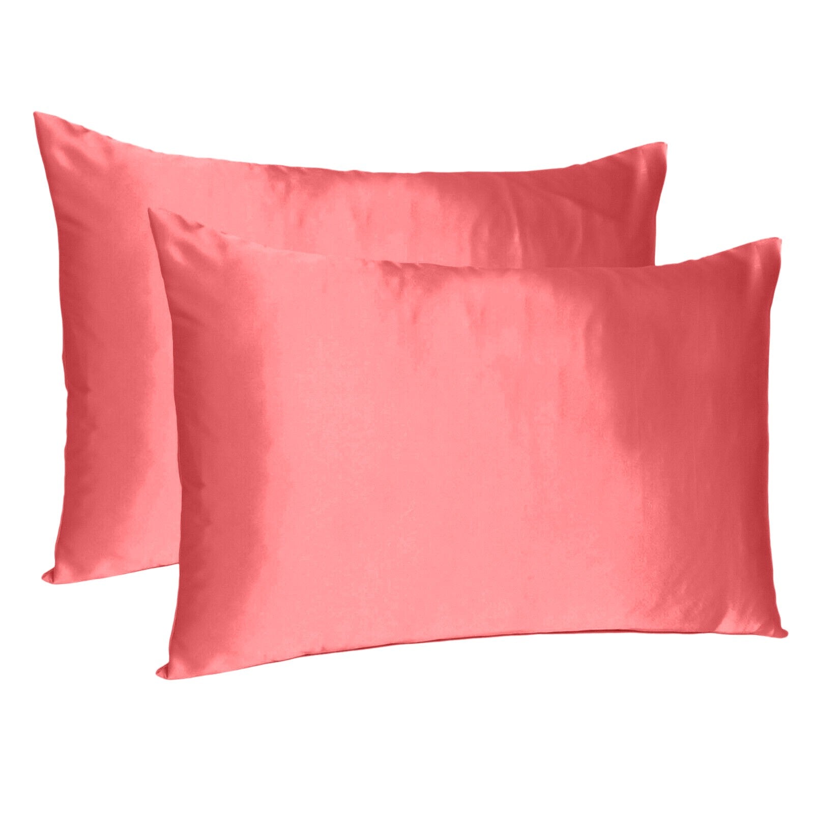 Coral Dreamy Set Of 2 Silky Satin Standard Pillowcases Homeroots Bed & Bath