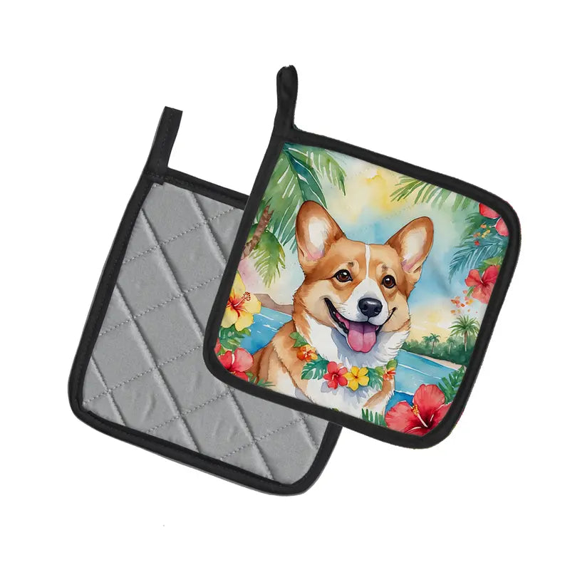 Corgi Luau Pair of Pot Holders Caroline's Treasures