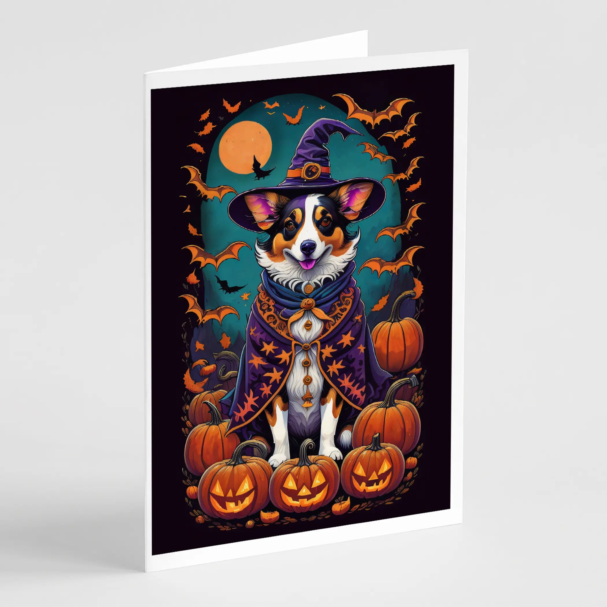 Corgi Witchy Halloween Greeting Cards Pack of 8 Caroline's Treasures