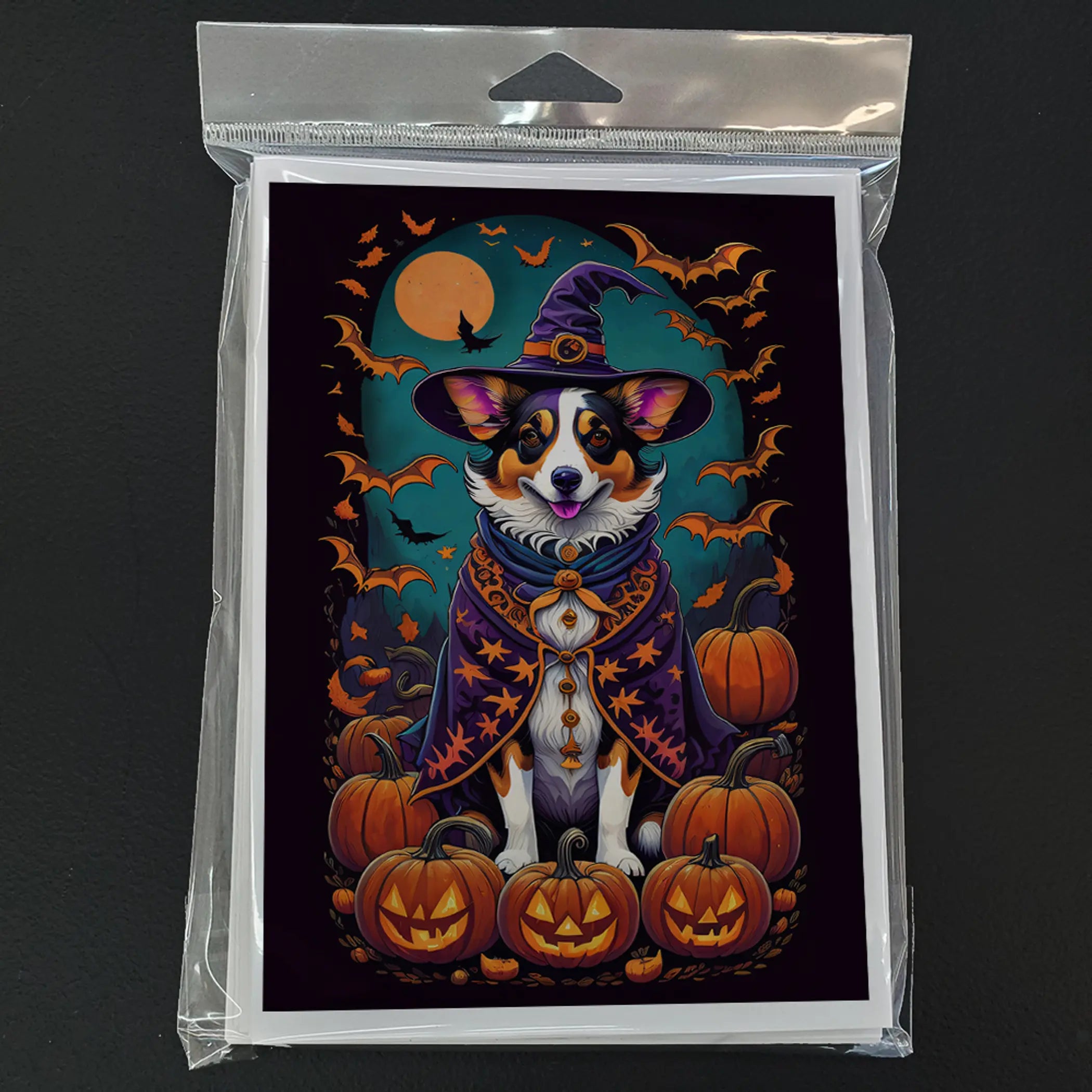 Corgi Witchy Halloween Greeting Cards Pack of 8 Caroline's Treasures