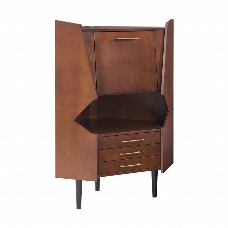 Cosmo Brown and Black Corner Bar Cabinet Homeroots Kitchen & Dining