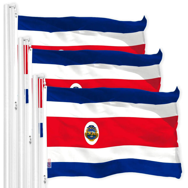 Costa Rica Costa Rican Flag 3x5 Ft 3-Pack 150D Printed Polyester By G128 G128
