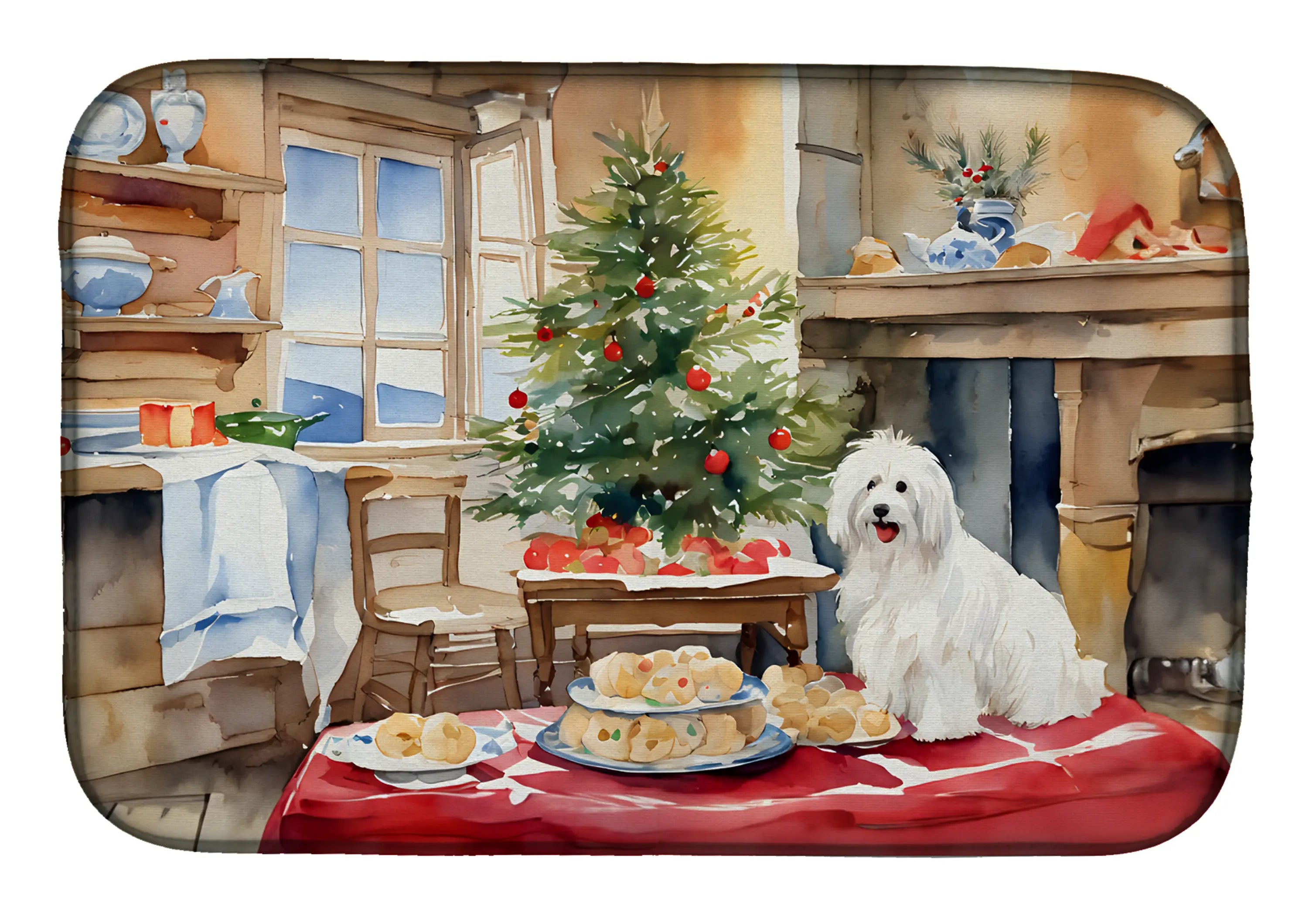 Coton De Tulear Christmas Cookies Dish Drying Mat Caroline's Treasures