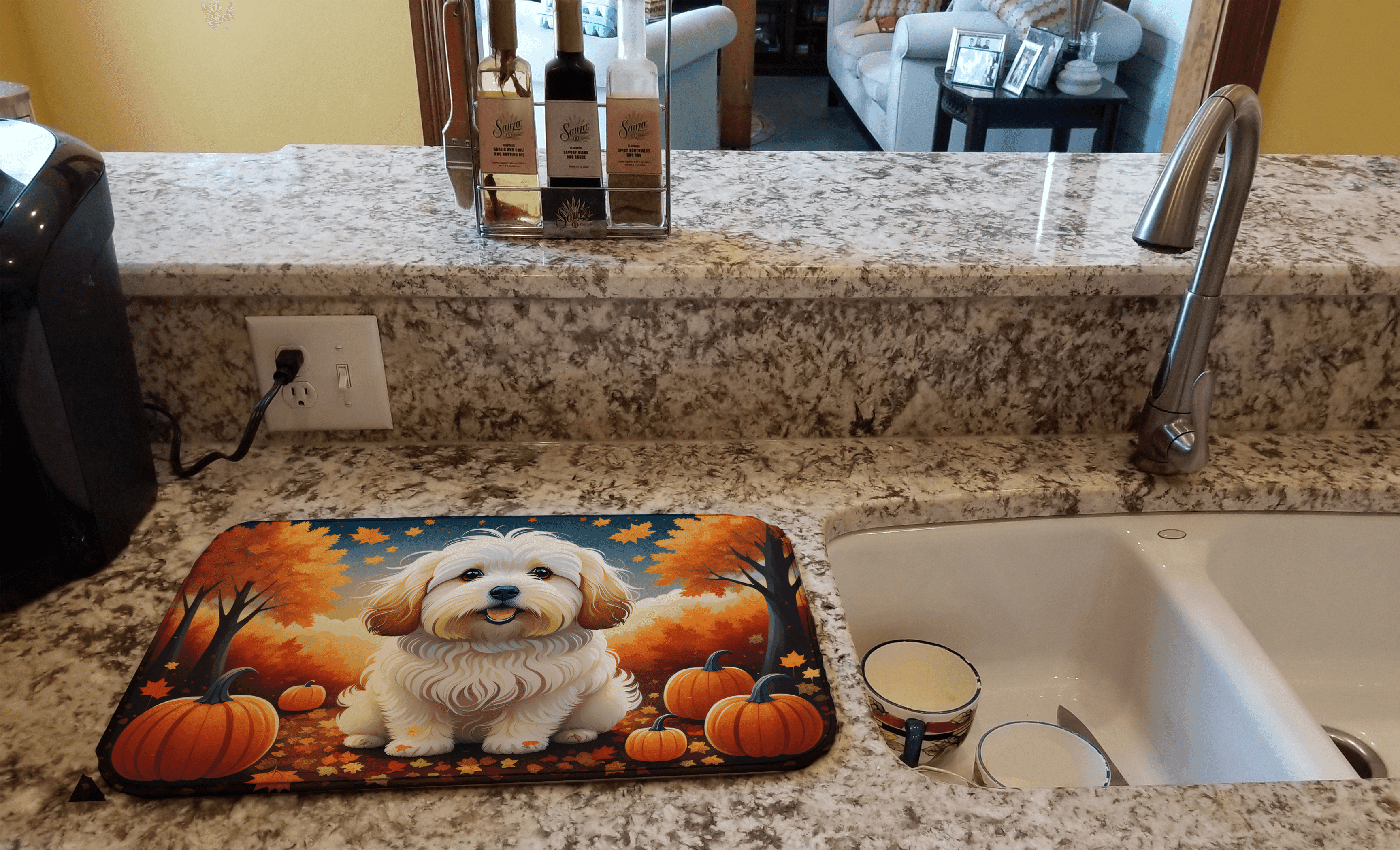 Coton De Tulear Fall Dish Drying Mat Caroline's Treasures