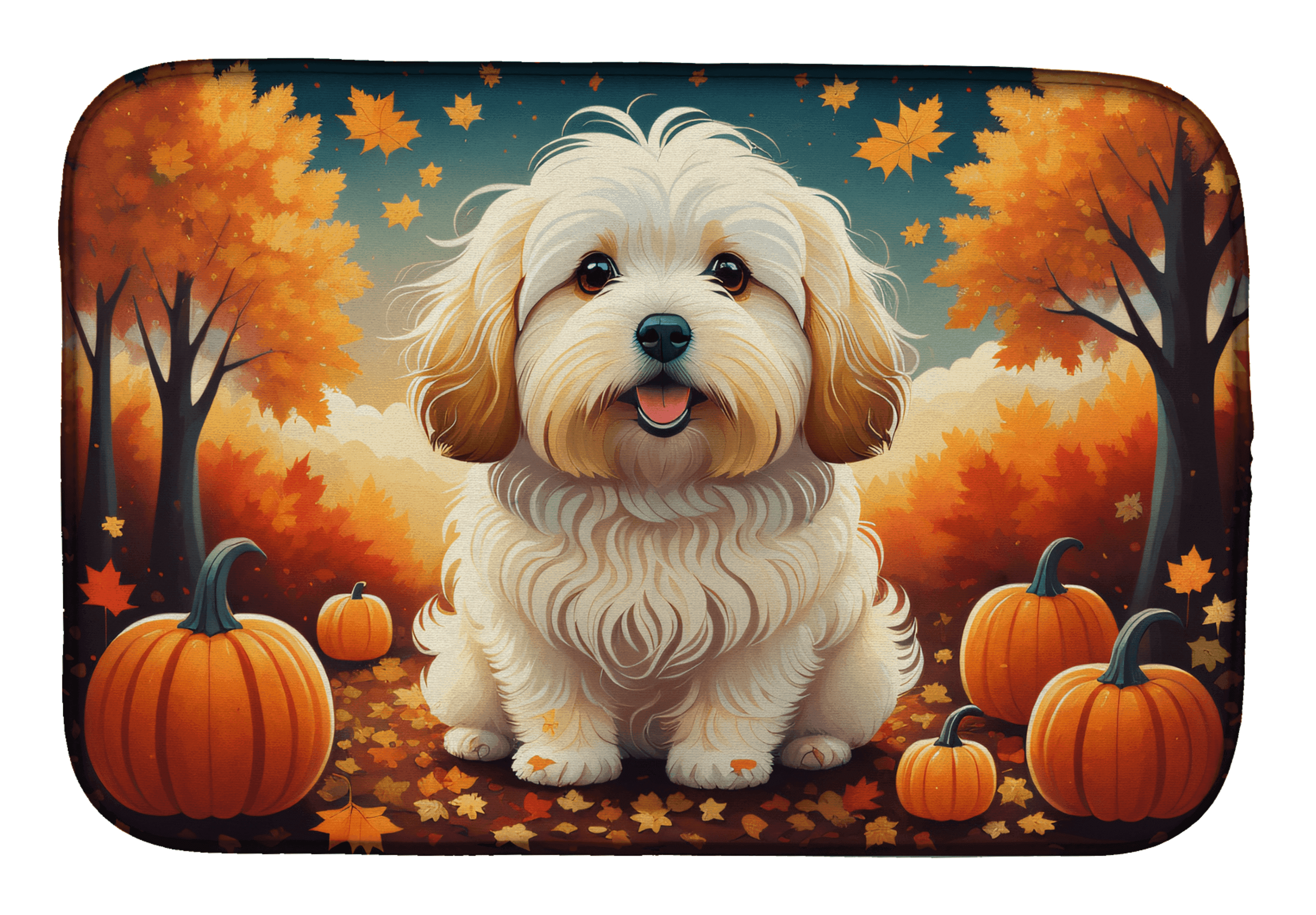 Coton De Tulear Fall Dish Drying Mat Caroline's Treasures