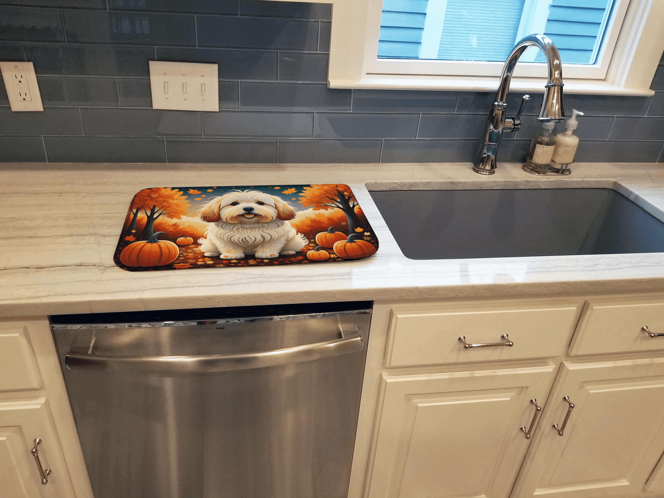 Coton De Tulear Fall Dish Drying Mat Caroline's Treasures