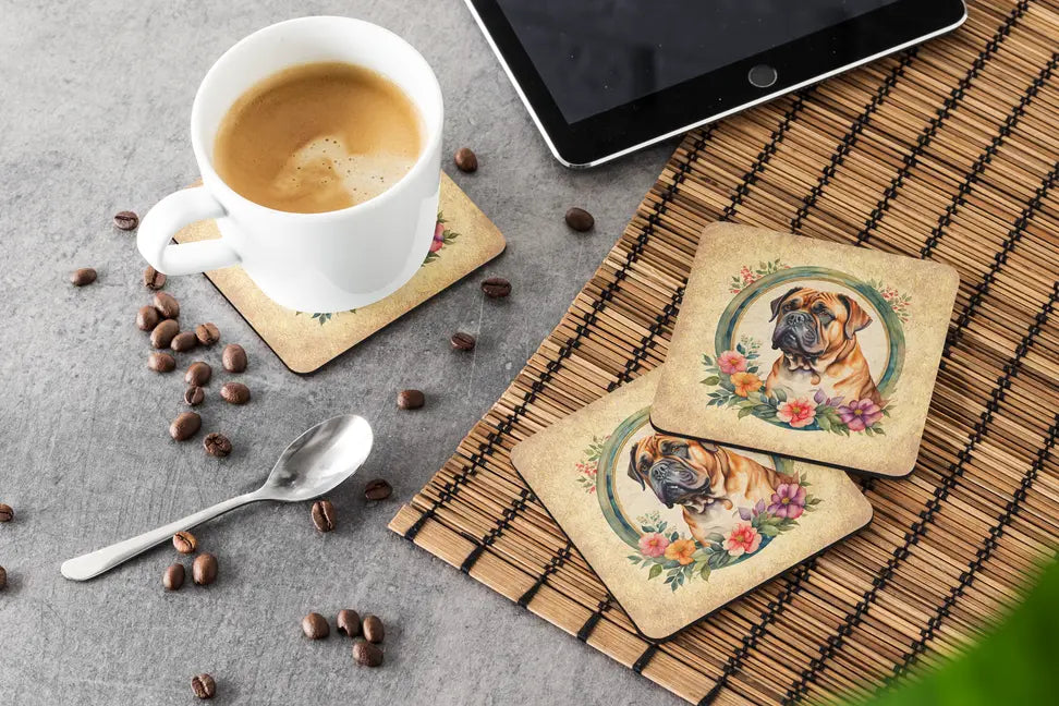 Coton De Tulear and Flowers Foam Coasters Caroline's Treasures