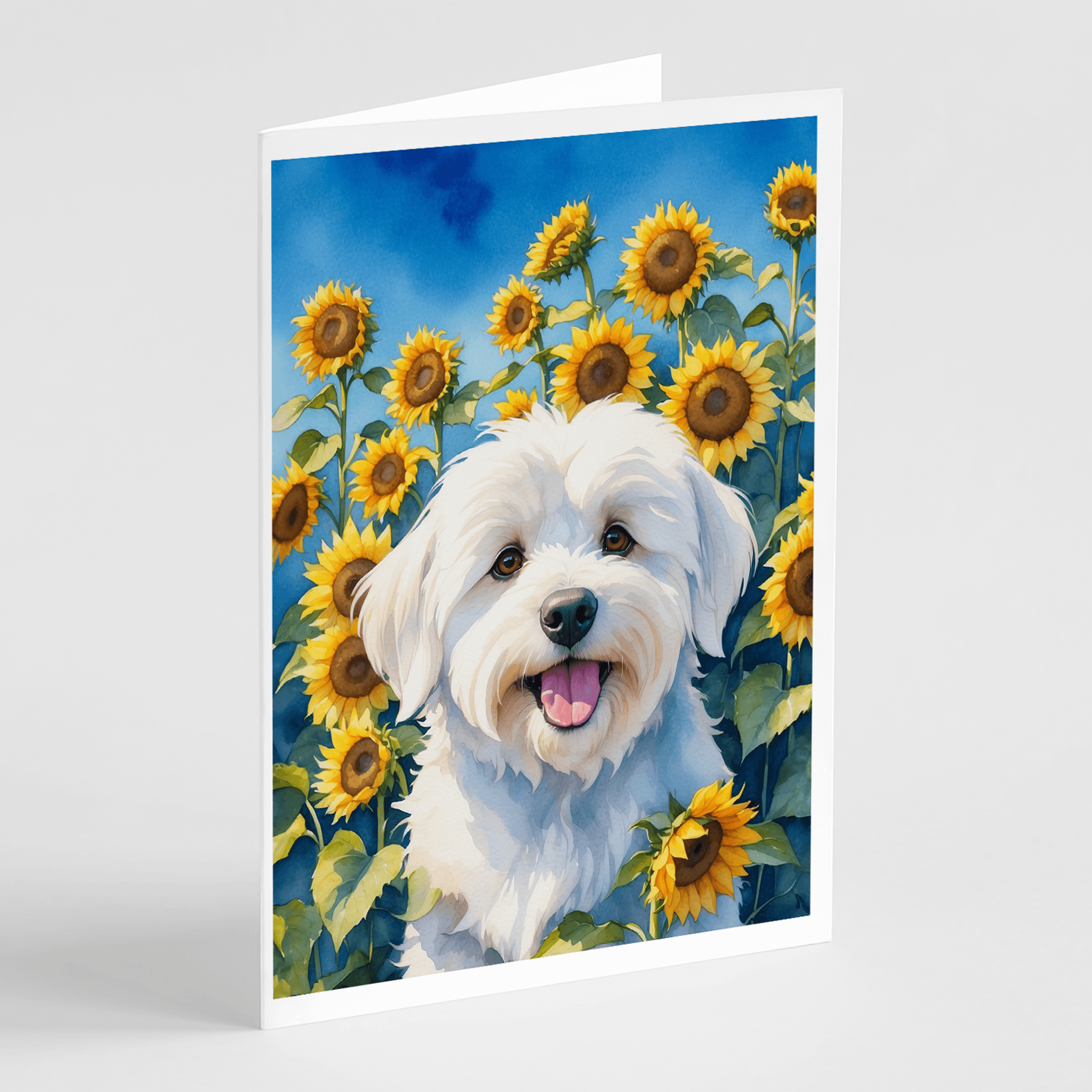 Coton de Tulear in Sunflowers Greeting Cards Pack of 8 Caroline's Treasures