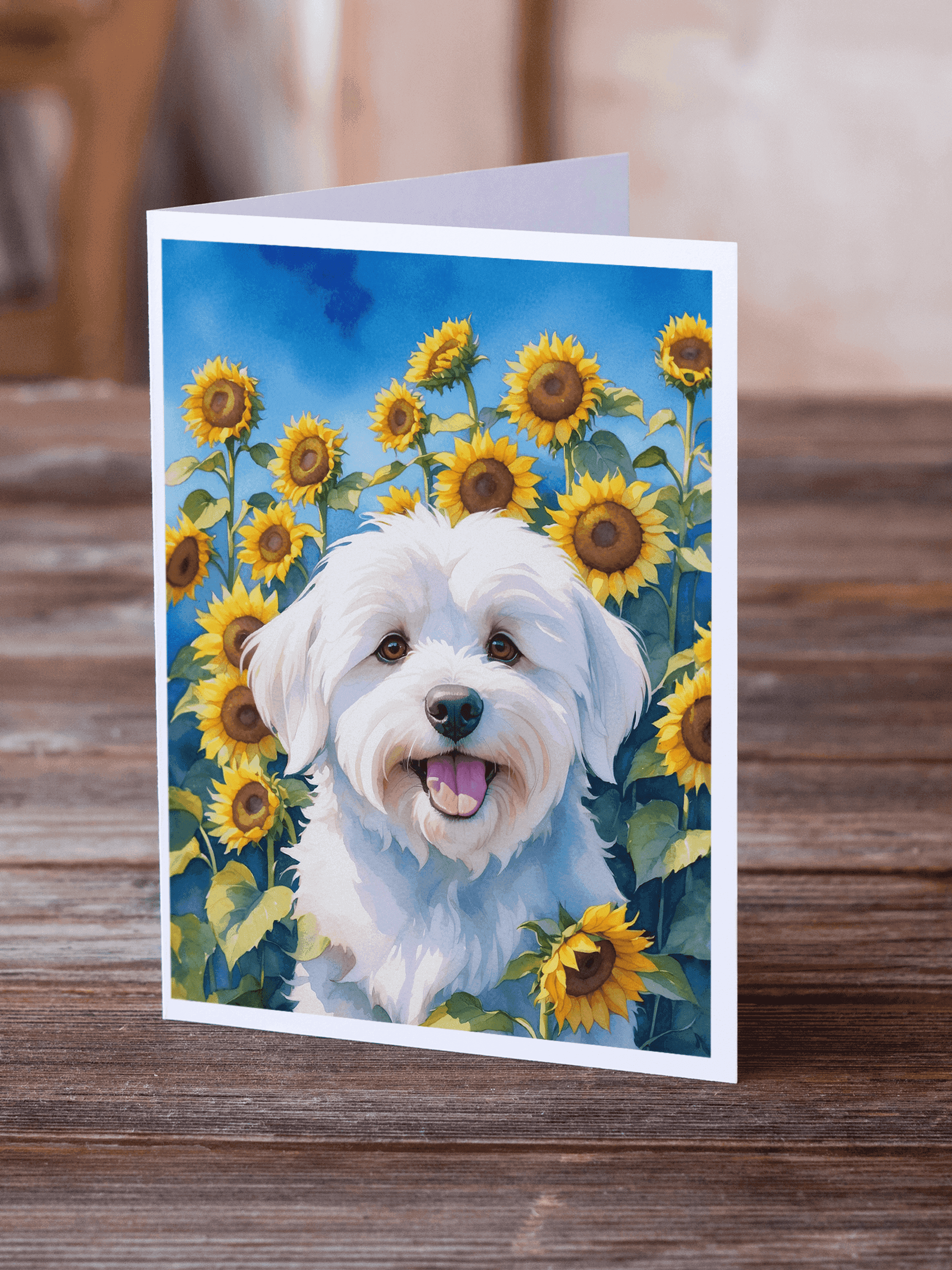 Coton de Tulear in Sunflowers Greeting Cards Pack of 8 Caroline's Treasures