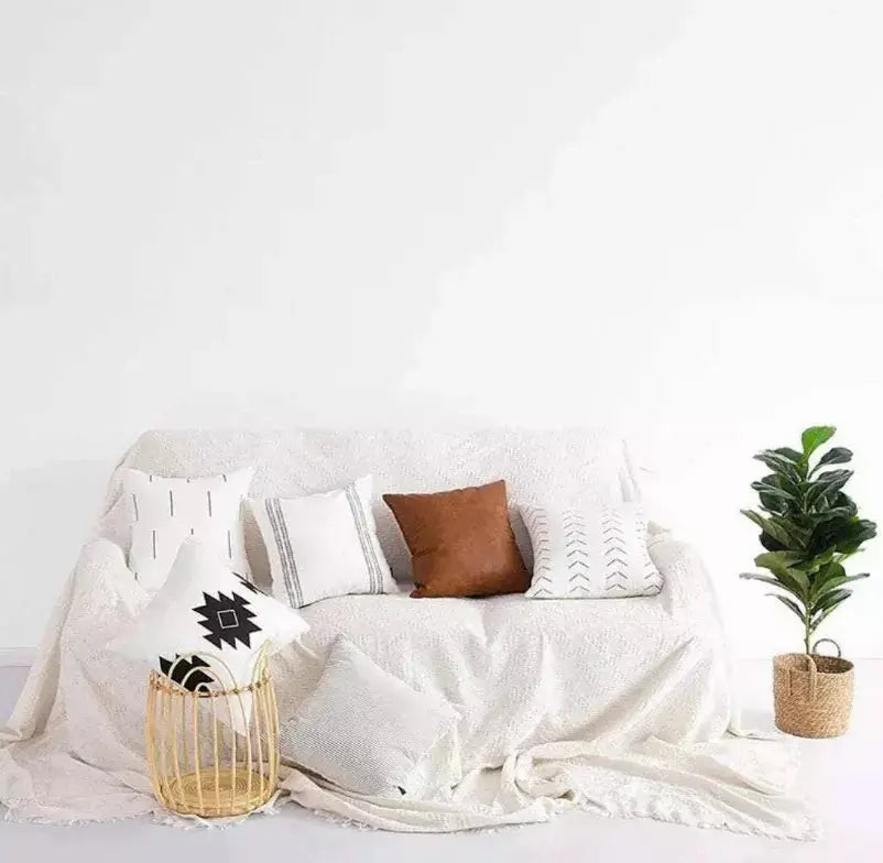 Cotton And Faux Leather Throw Pillow Cover Set 6 Delmar Décor