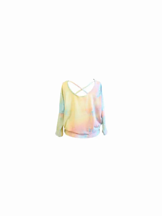 Cotton Candy Swirl Top with Tie Front Tru Luv