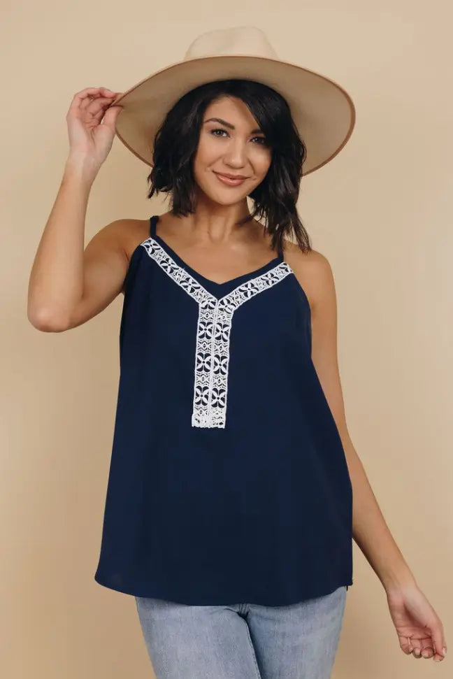 County Fair Lace V Neck Tank Stay Warm in Style