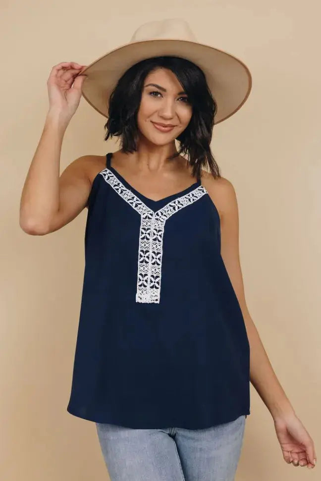 County Fair Lace V Neck Tank Stay Warm in Style