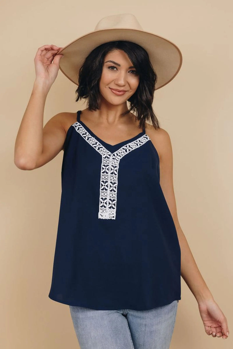 County Fair Lace V Neck Tank Stay Warm in Style