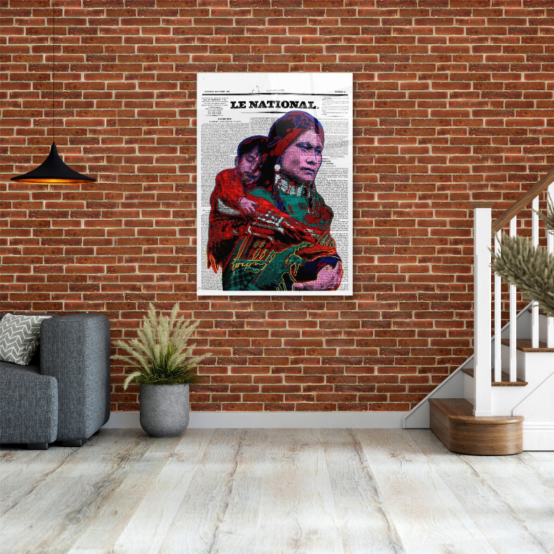 Cowboys and Indians Newspaper Glass Wall Art Monique Store